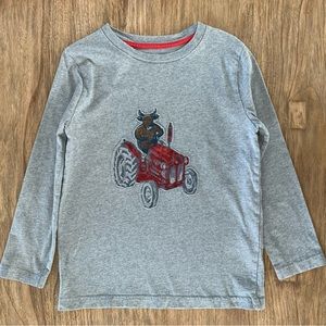 Bull on Red Tractor Fuzzy Appliqué Shirt